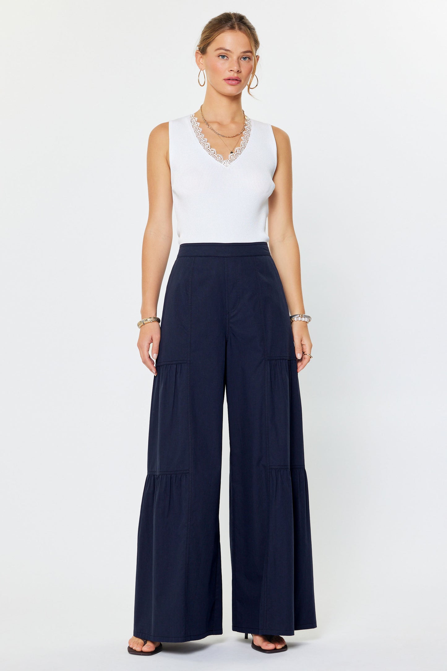 Elastic Tiered Pants