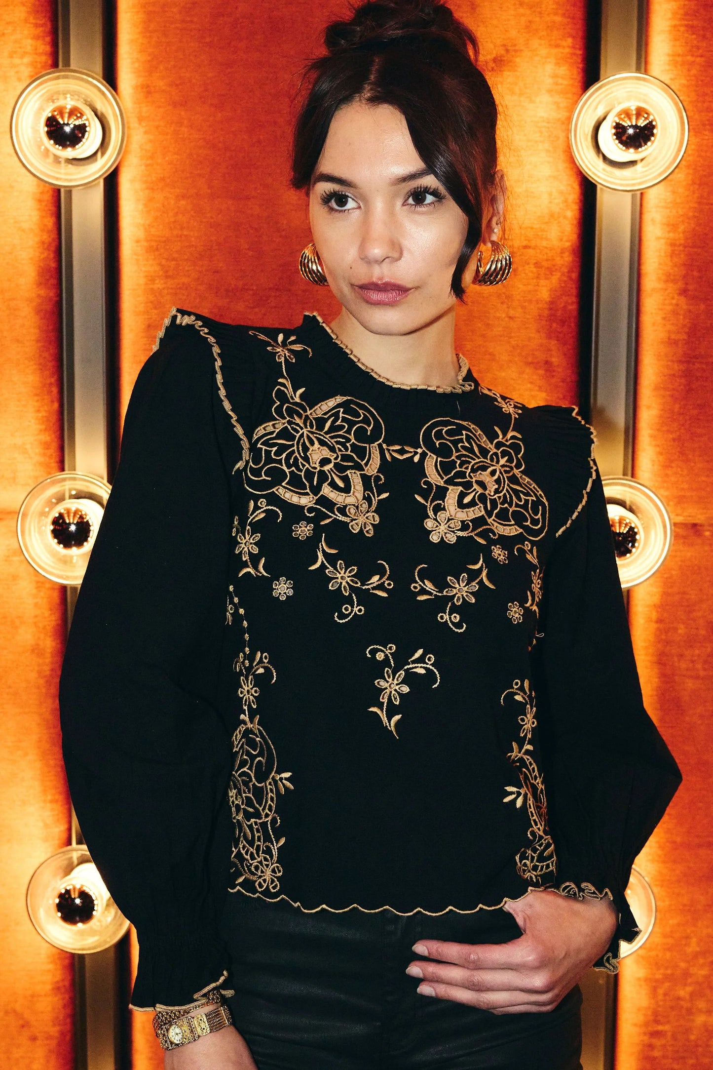 Bernice Top in Oleander Black
