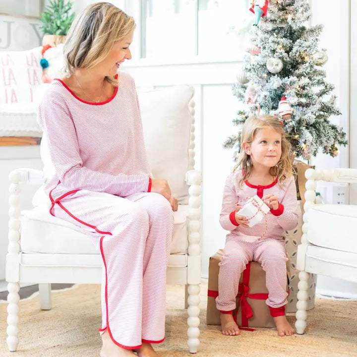 Red and White Stripe Pajama Set