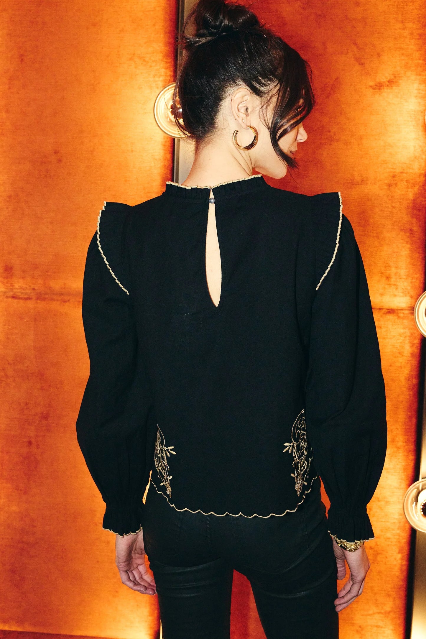 Bernice Top in Oleander Black