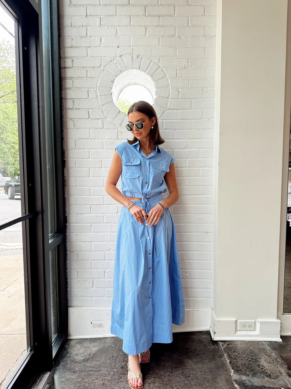 Karina Grimaldi - Eden Top - Blue Stripes