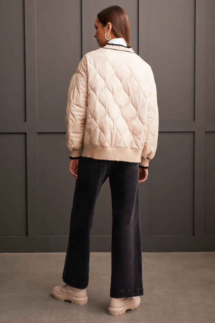 QUILTED CARDIGAN WITH SWEATER DETAIL