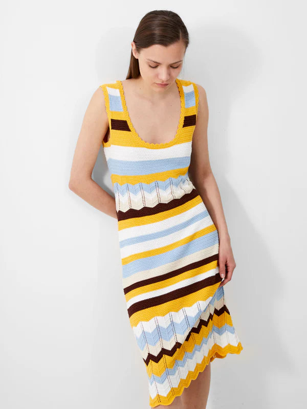 french connection nellis cotton crochet dress French Connection Women's Nellis Square Crochet Knit Midi Dress - Black