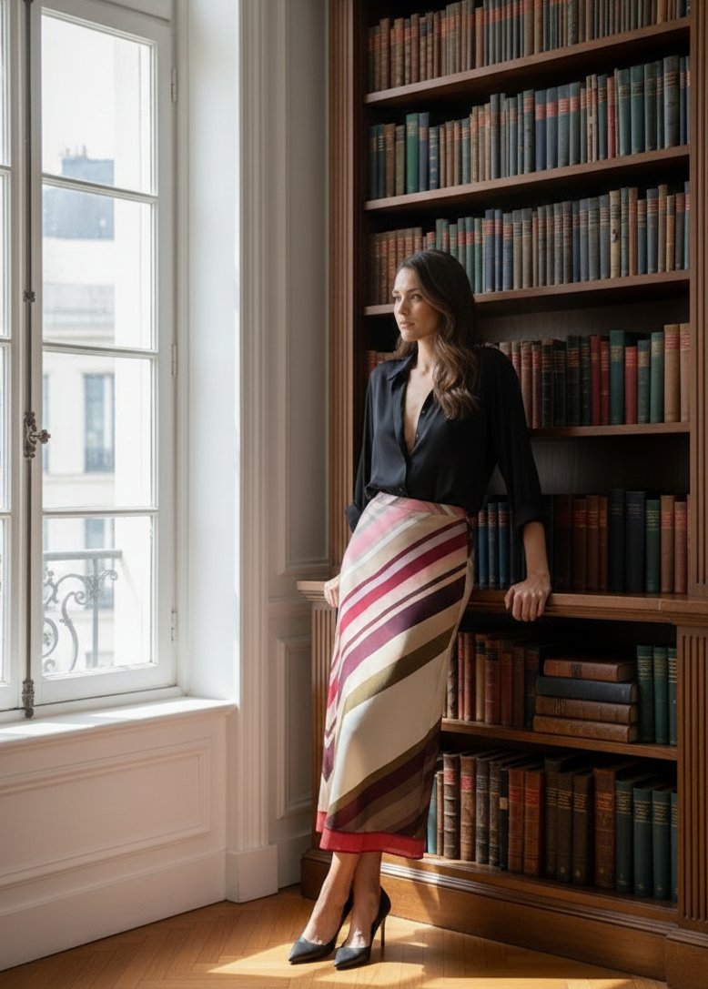 Striped Midi Skirt