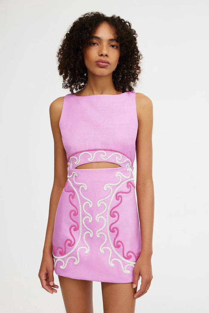 lace panel dobby mesh halter dress Lace Halter Asymmetrical Midi Dress – Cotton Candy LA