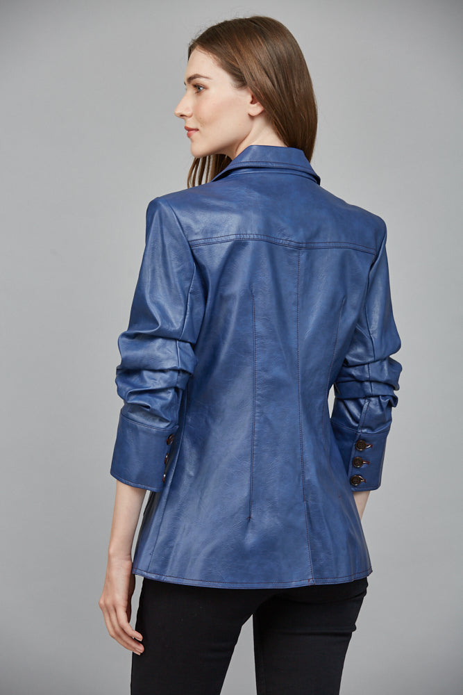 Blue Leather Blazer