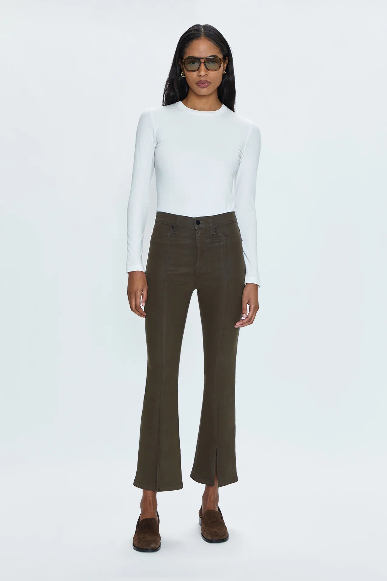 Lennon with slit high rise crop boot