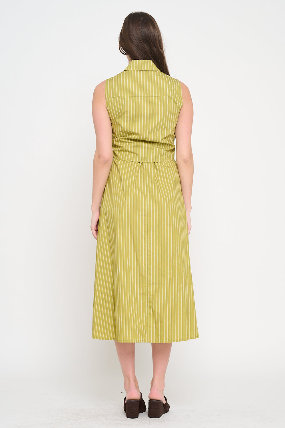 Olive Poplin Tie Shirt Dress