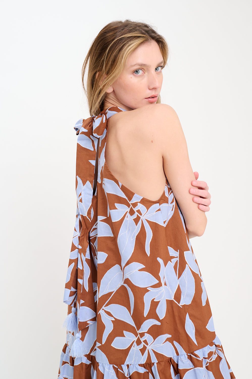 Rosey Haze Halter Dress