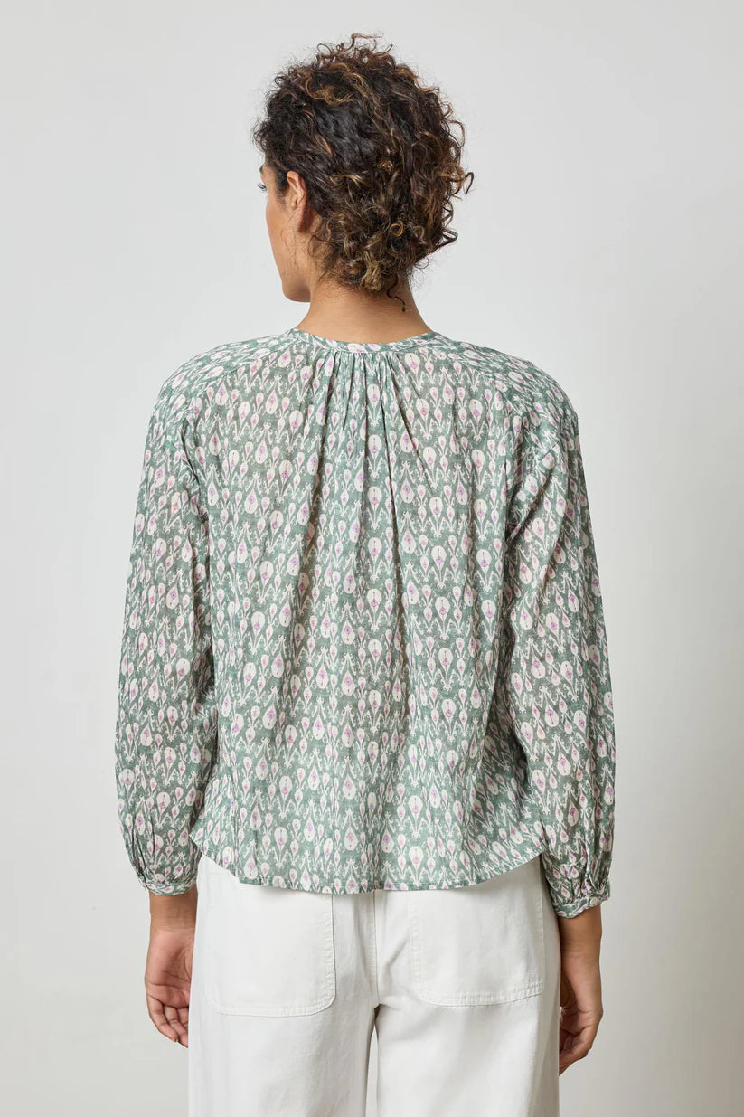 Long Sleeve Shirred Blouse