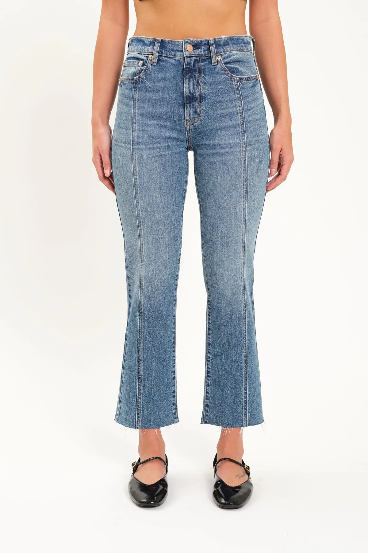 Shy Girl High Rise Crop Flare with Seams