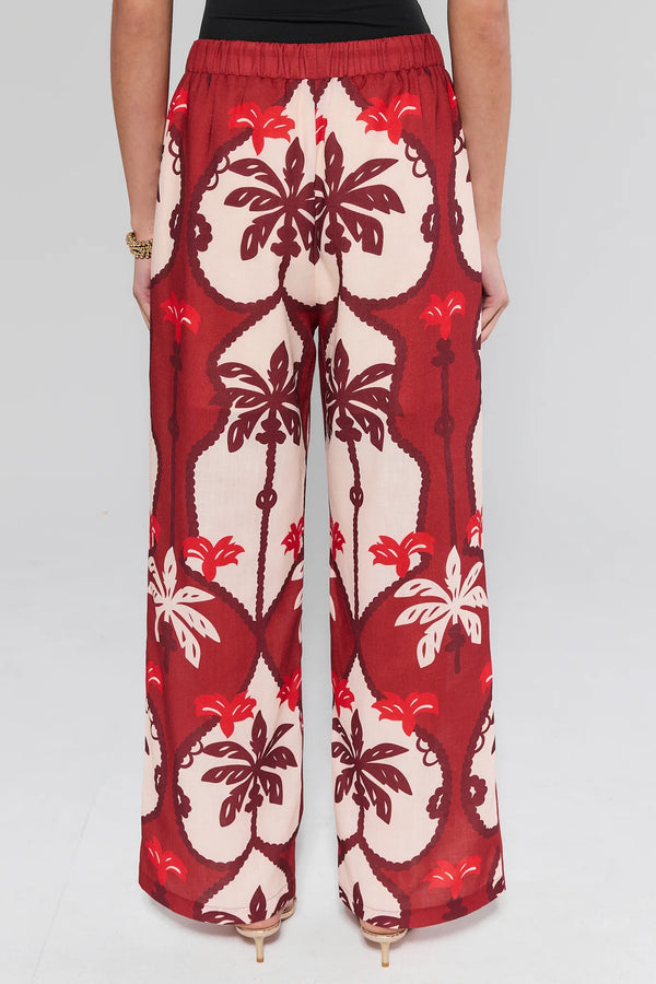 Maroon Printed Pants