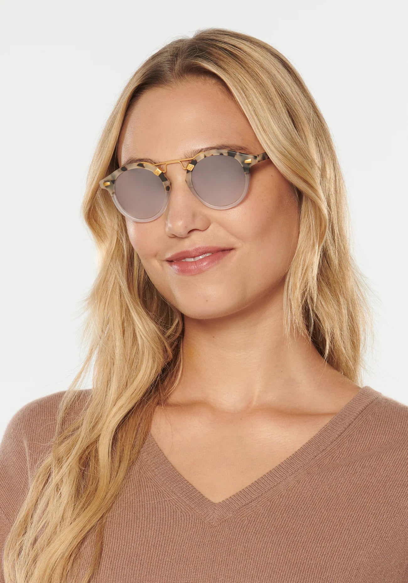 women's st. louis sunglasses in matte oyster to crystal mirror polarized