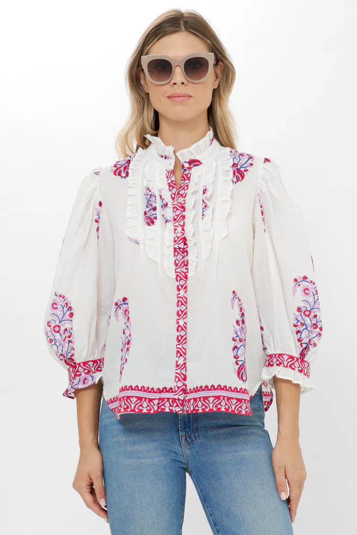 Ruffle front Button Blouse