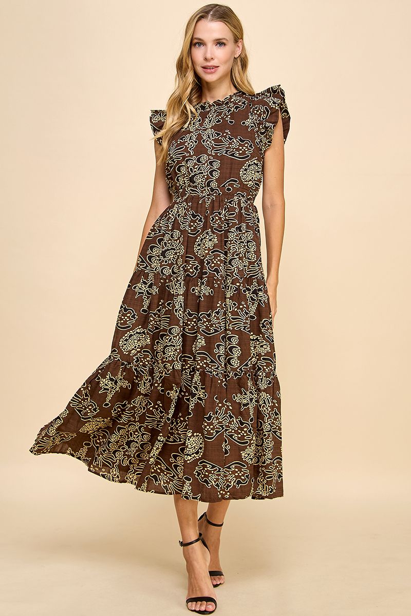 Brown Floral Dress