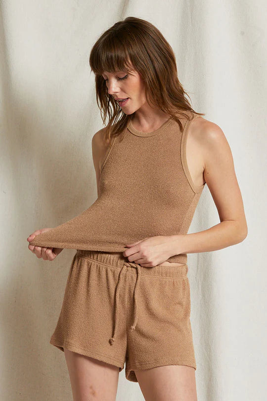 Boucle High Neck Walnut Tank