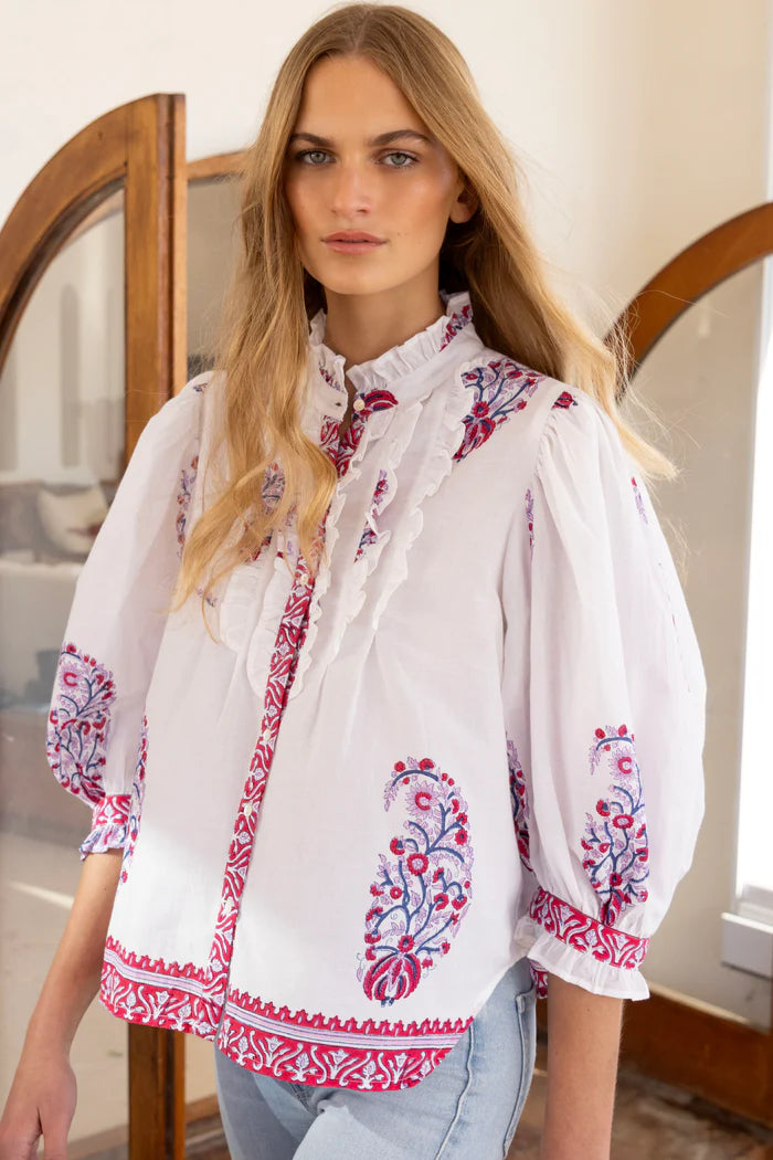 Ruffle front Button Blouse