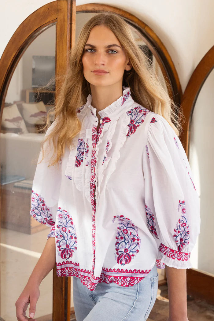 Ruffle front Button Blouse