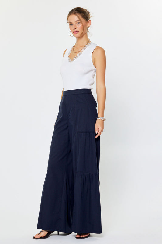 Elastic Tiered Pants