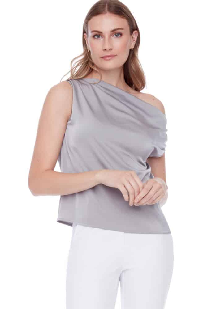 lily solid satin assymetric top