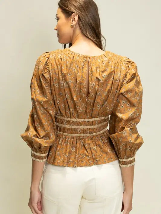 Smocked Waist Peplum Top