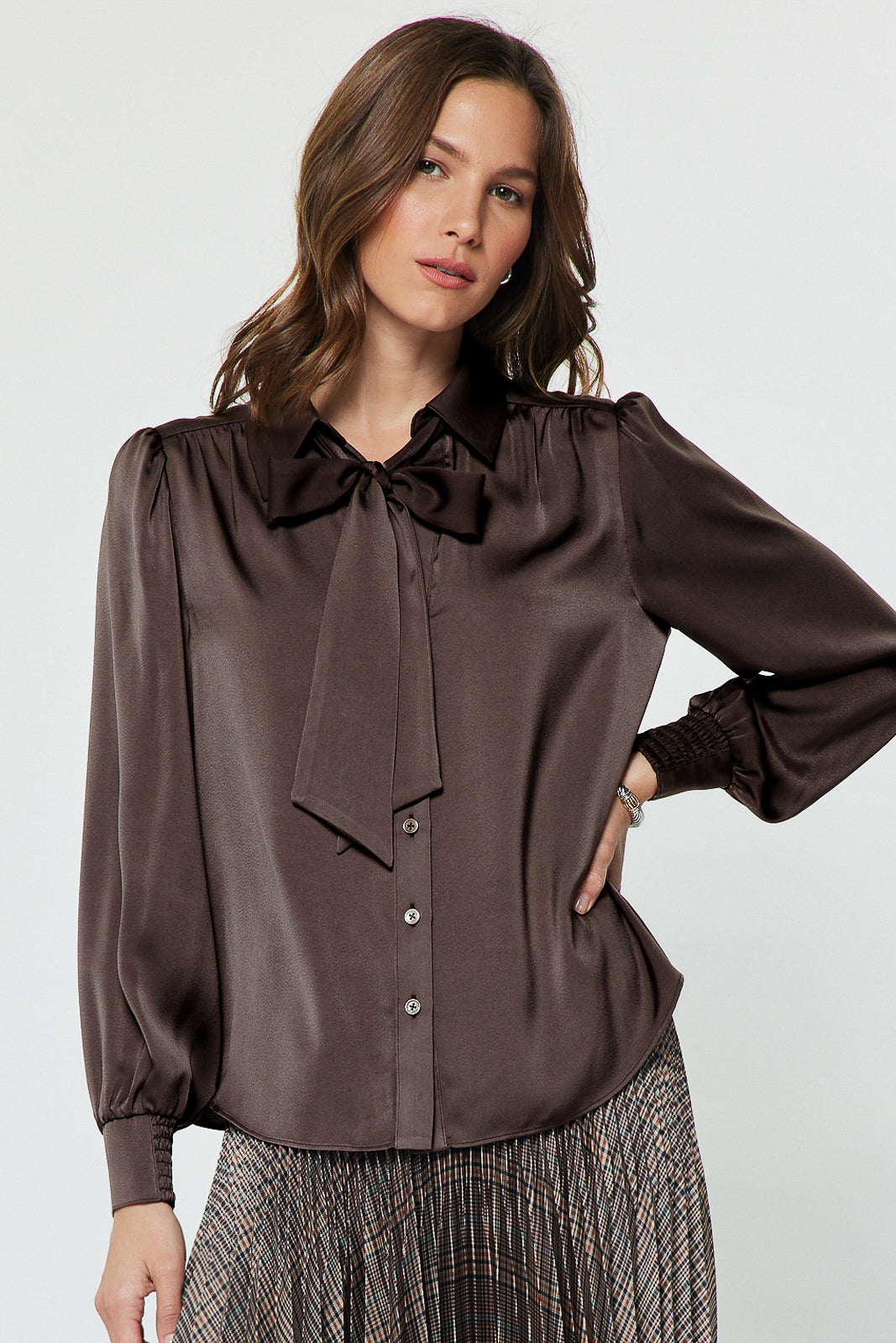 Brown Silk Top