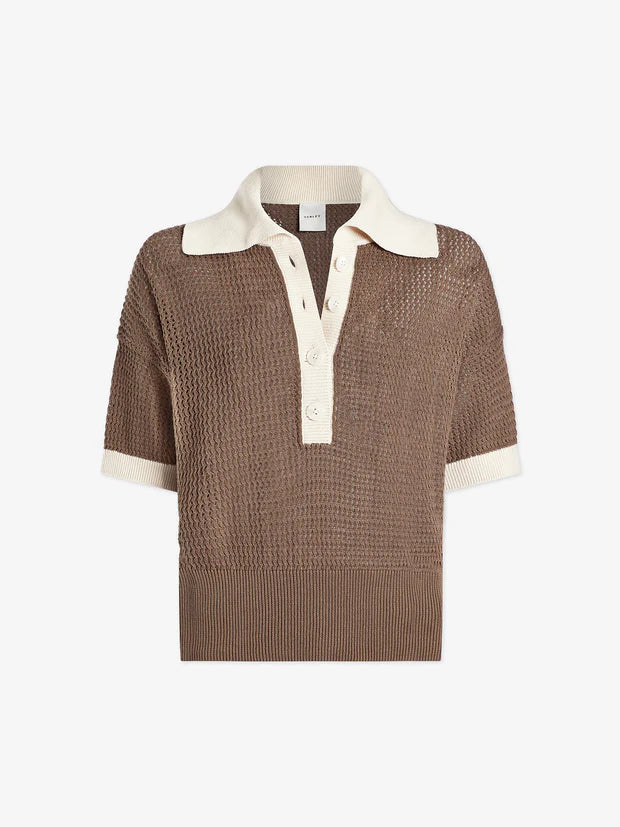 Finch Knit Polo Taupe Stone/ Whitecap