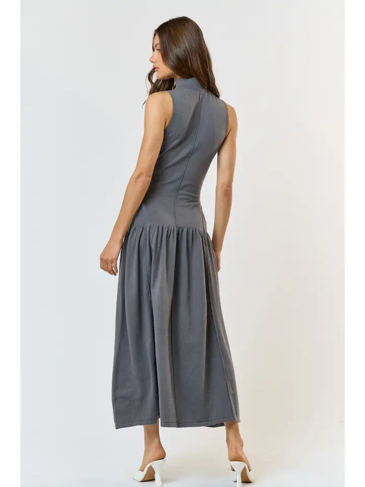 Drop Waist Mock Neck Maxi