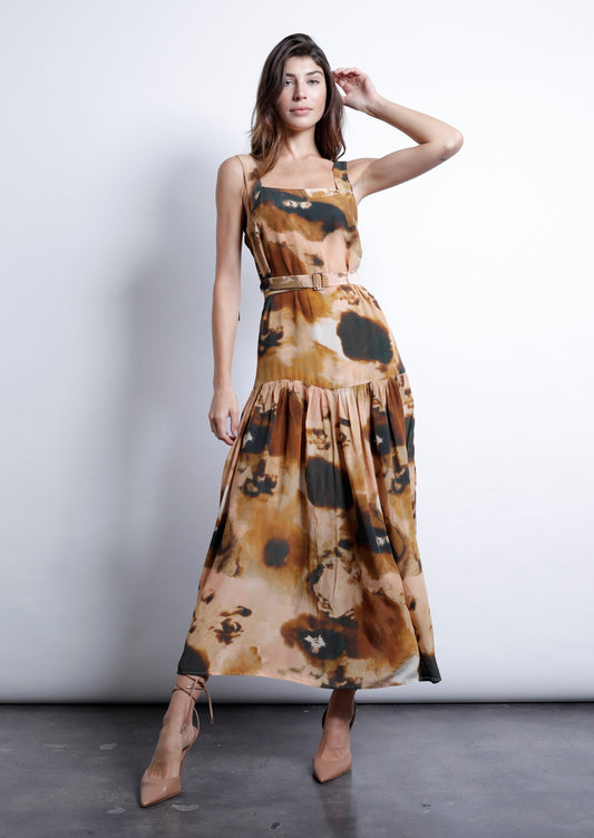 Topaz Print Midi Dress