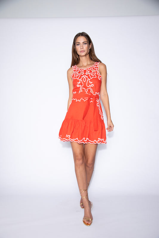 Vivien Embroidered Mini Dress