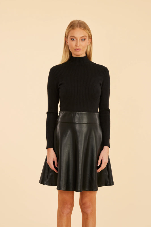 Turtleneck Vegan Leather Knit