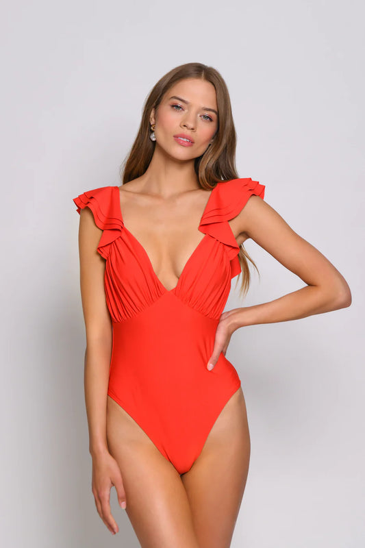 Ruffle Sleeve Tie back swim