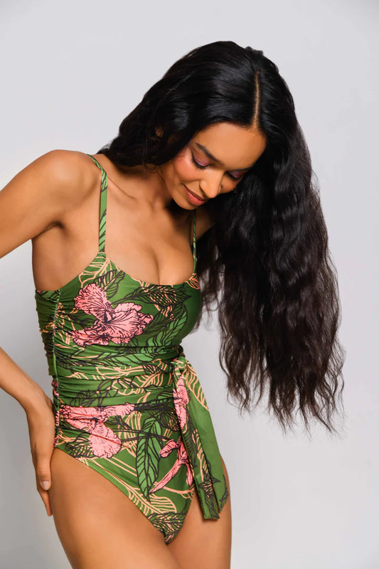 Green Floral Swim