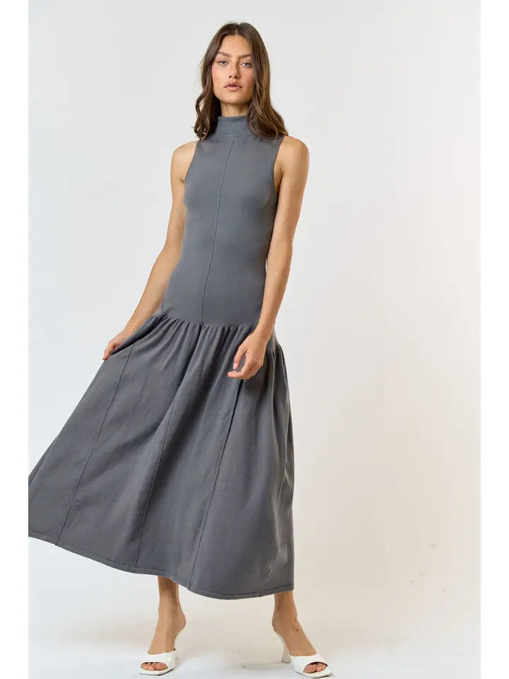 Drop Waist Mock Neck Maxi