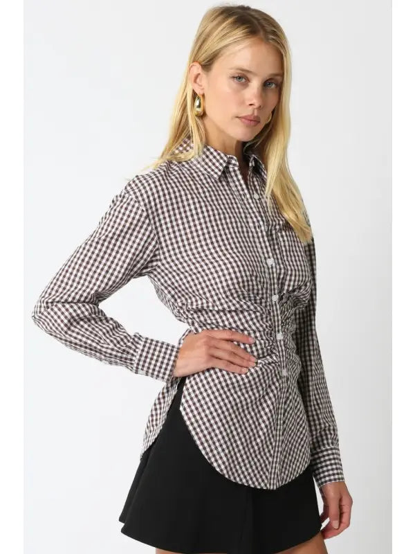 Gingham Sinch Waist Top