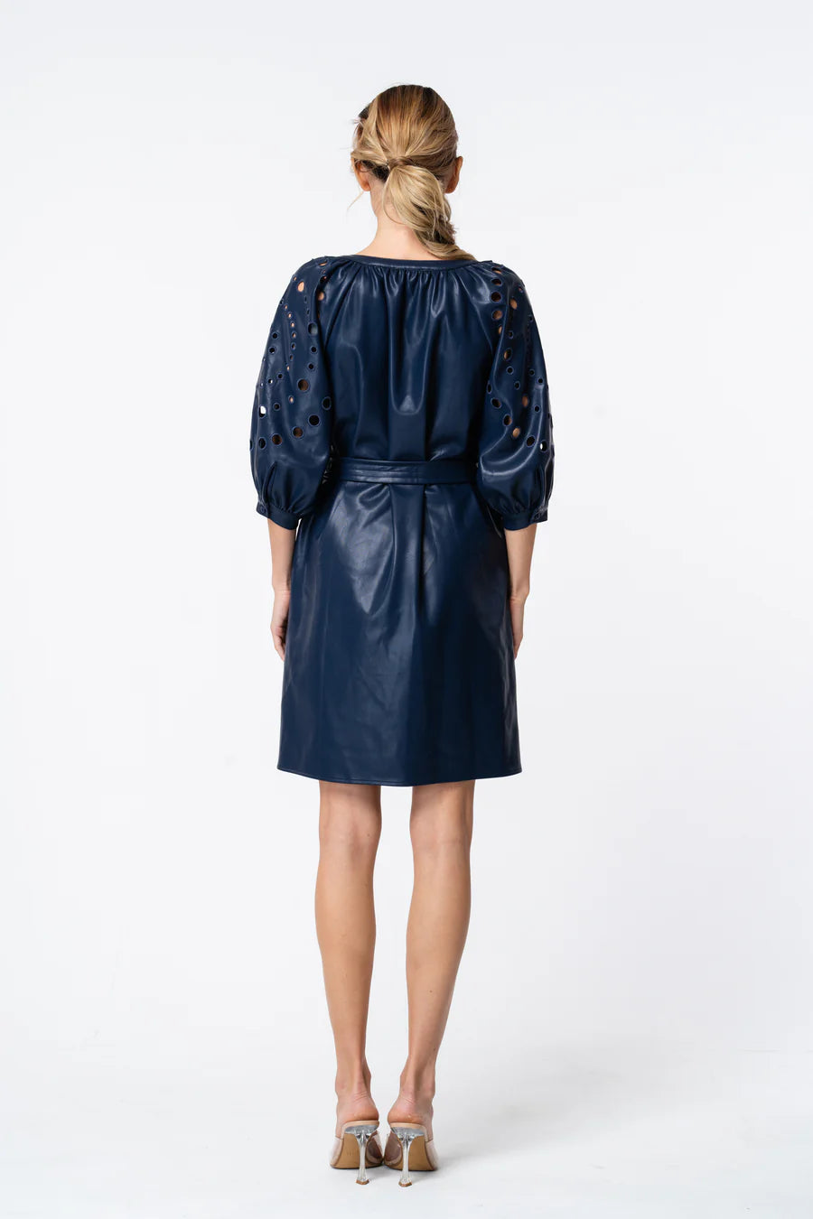 Kinna Leather Shirt Dress Navy