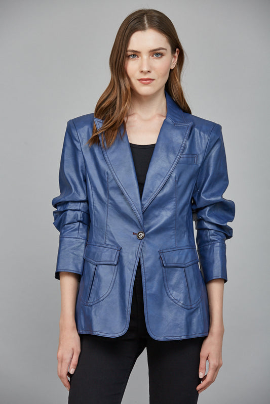 Blue Leather Blazer