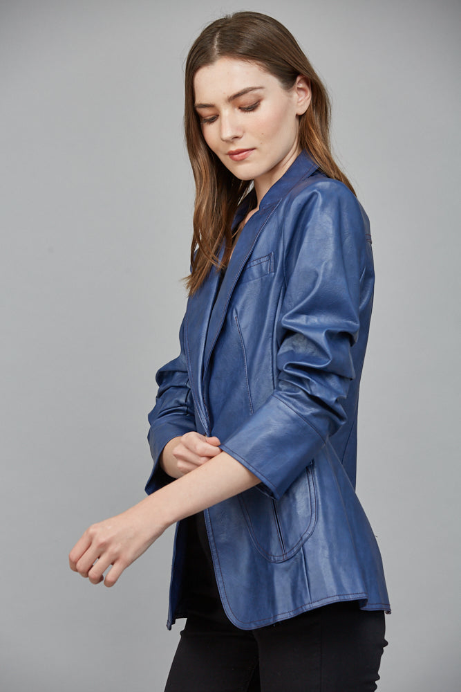 Blue Leather Blazer