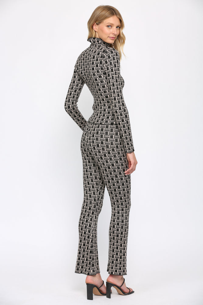 Geo Pattern Knitted Flare Pants