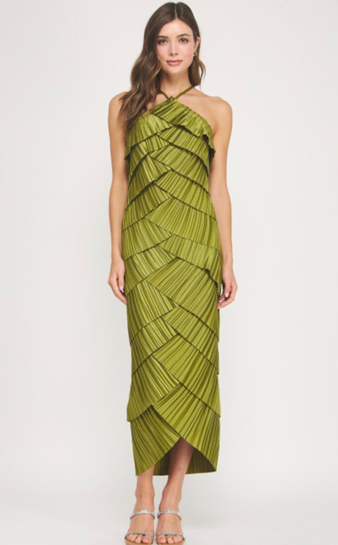 Pleated satin dress