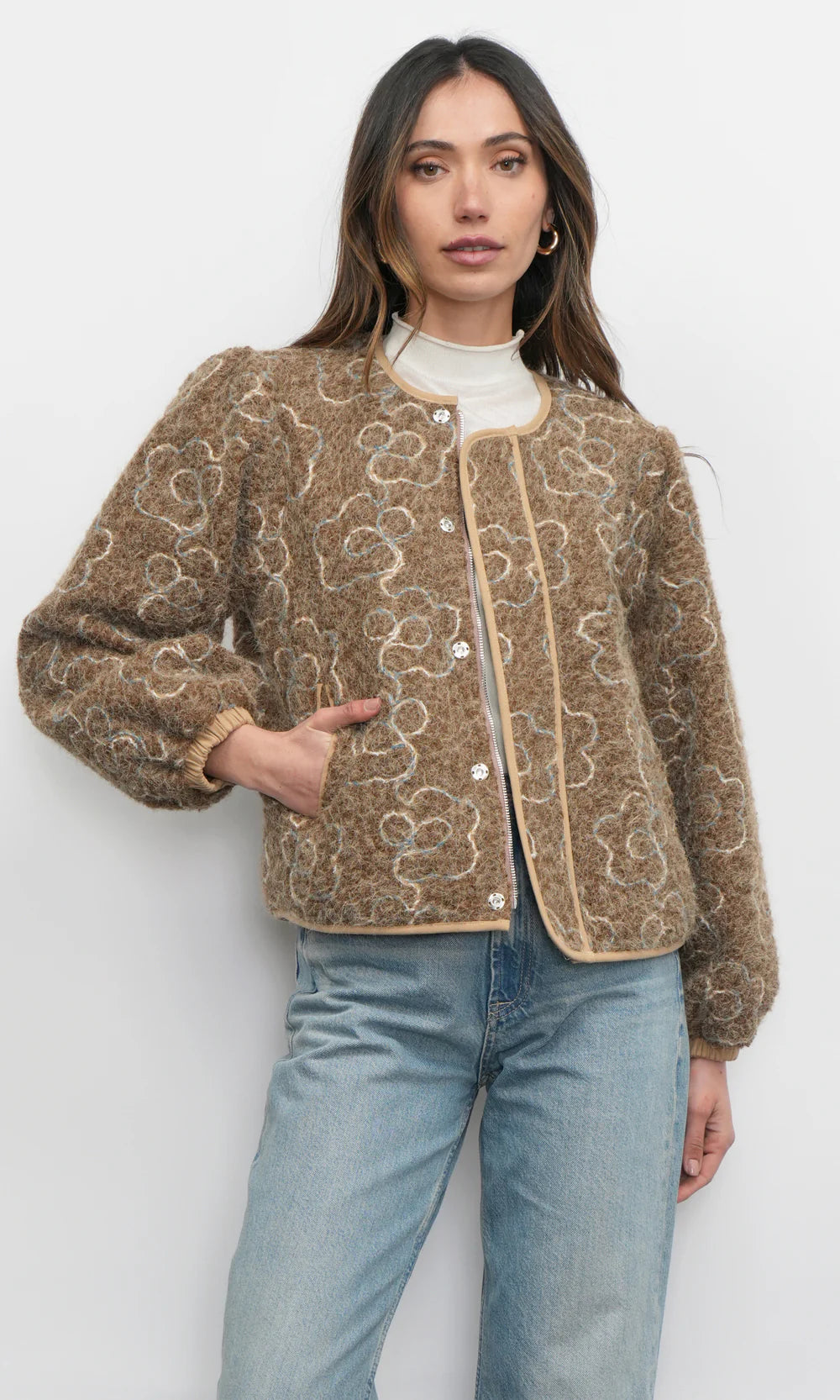 Harrison Embroidered Fuzzy Jacket