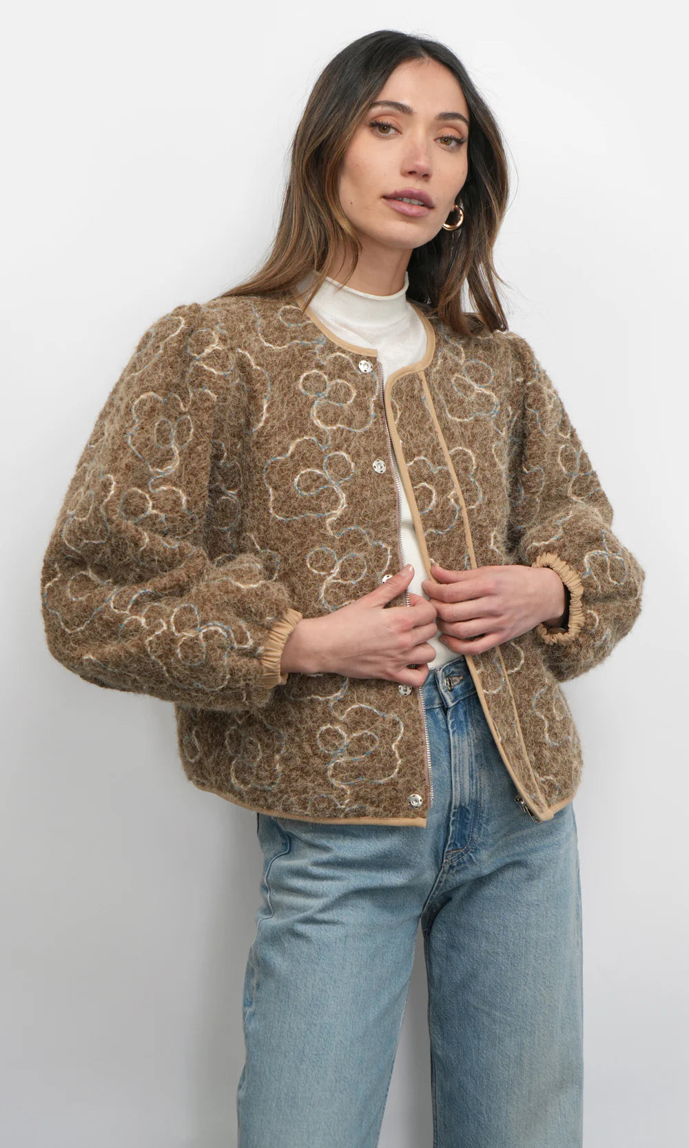 Harrison Embroidered Fuzzy Jacket