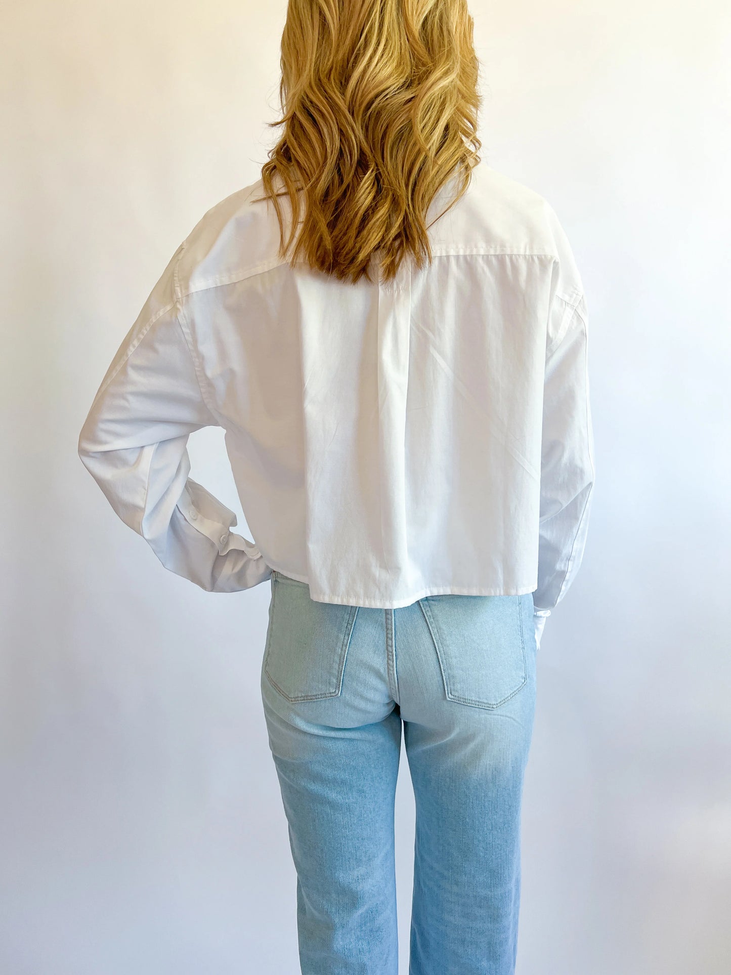 Poplin Shirting Cropped Linen White