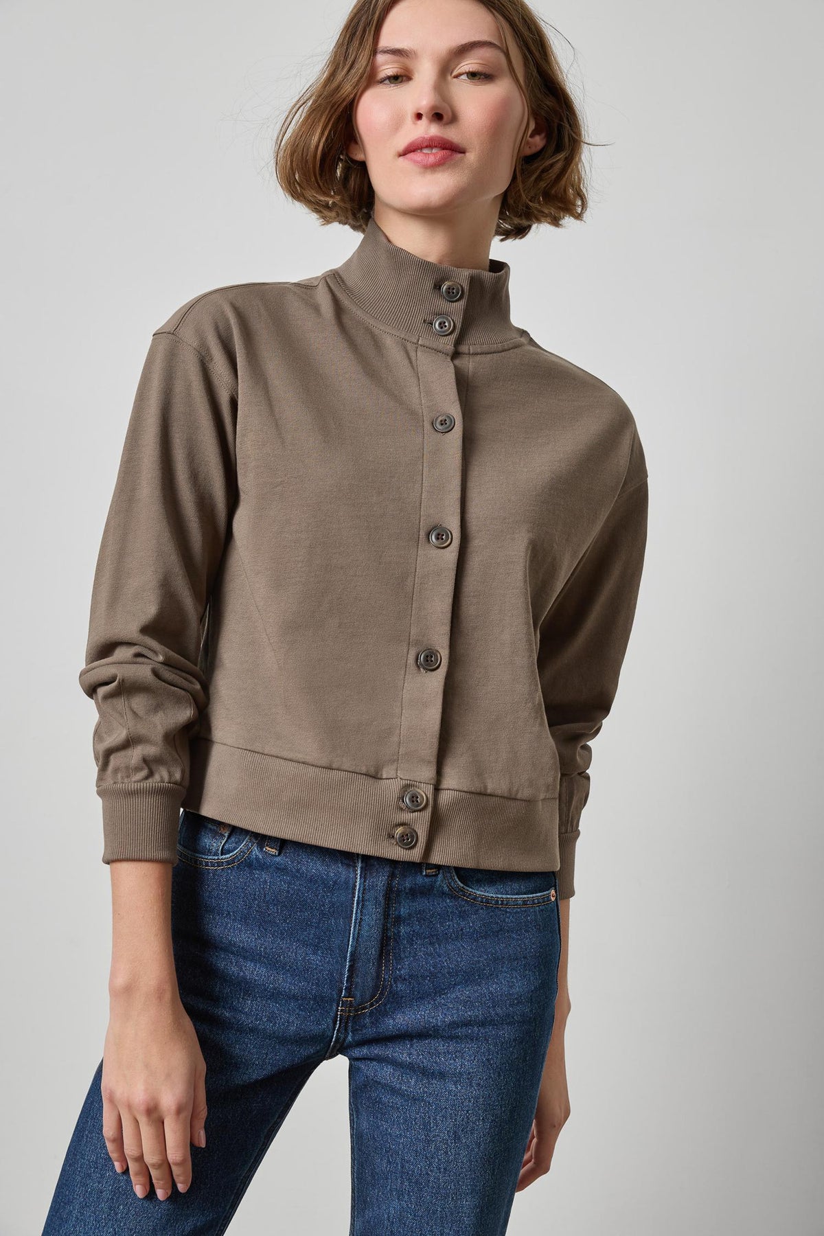 Mock neck cardigan