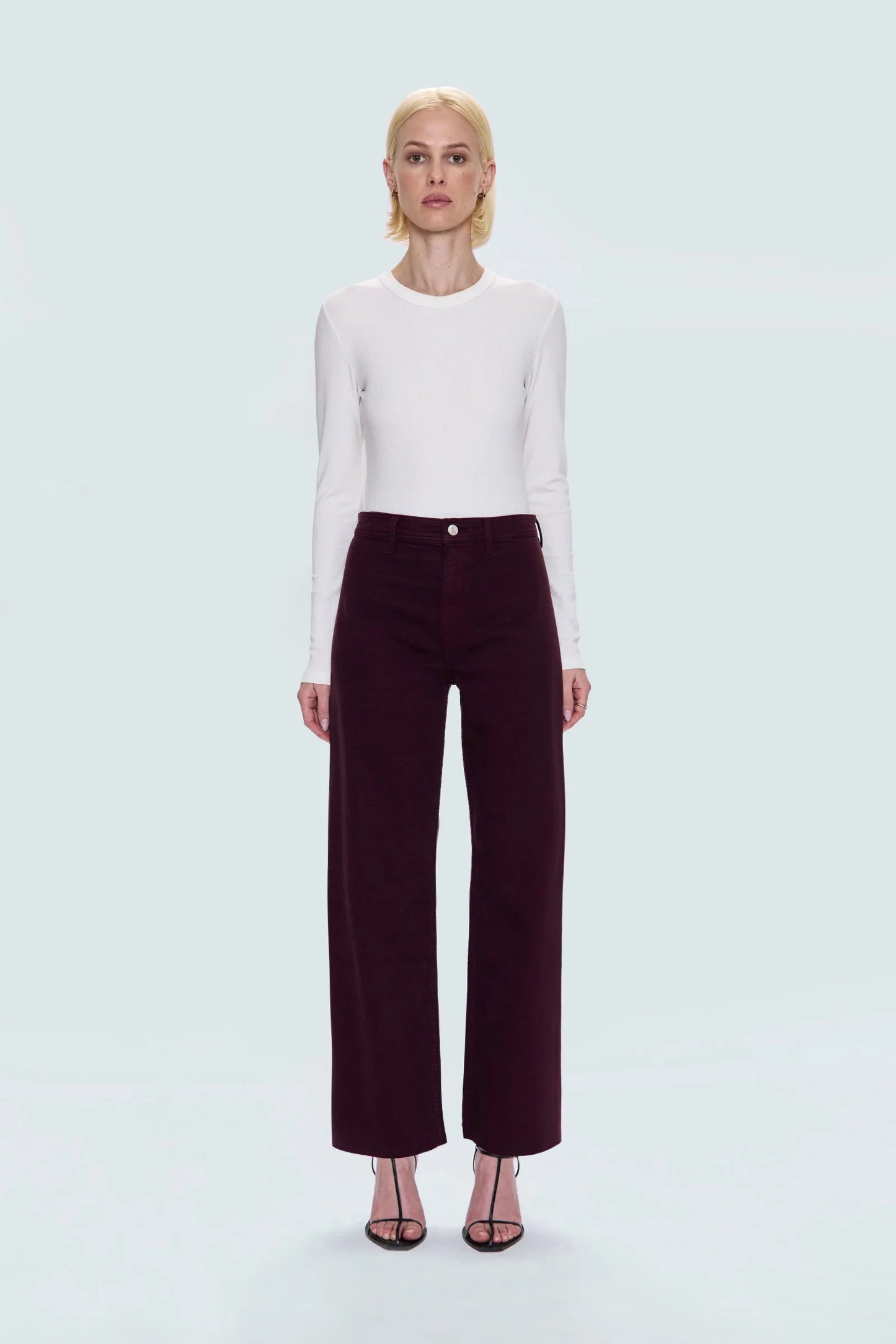 PENNY HIGH RISE WIDE LEG JEAN - CLARET