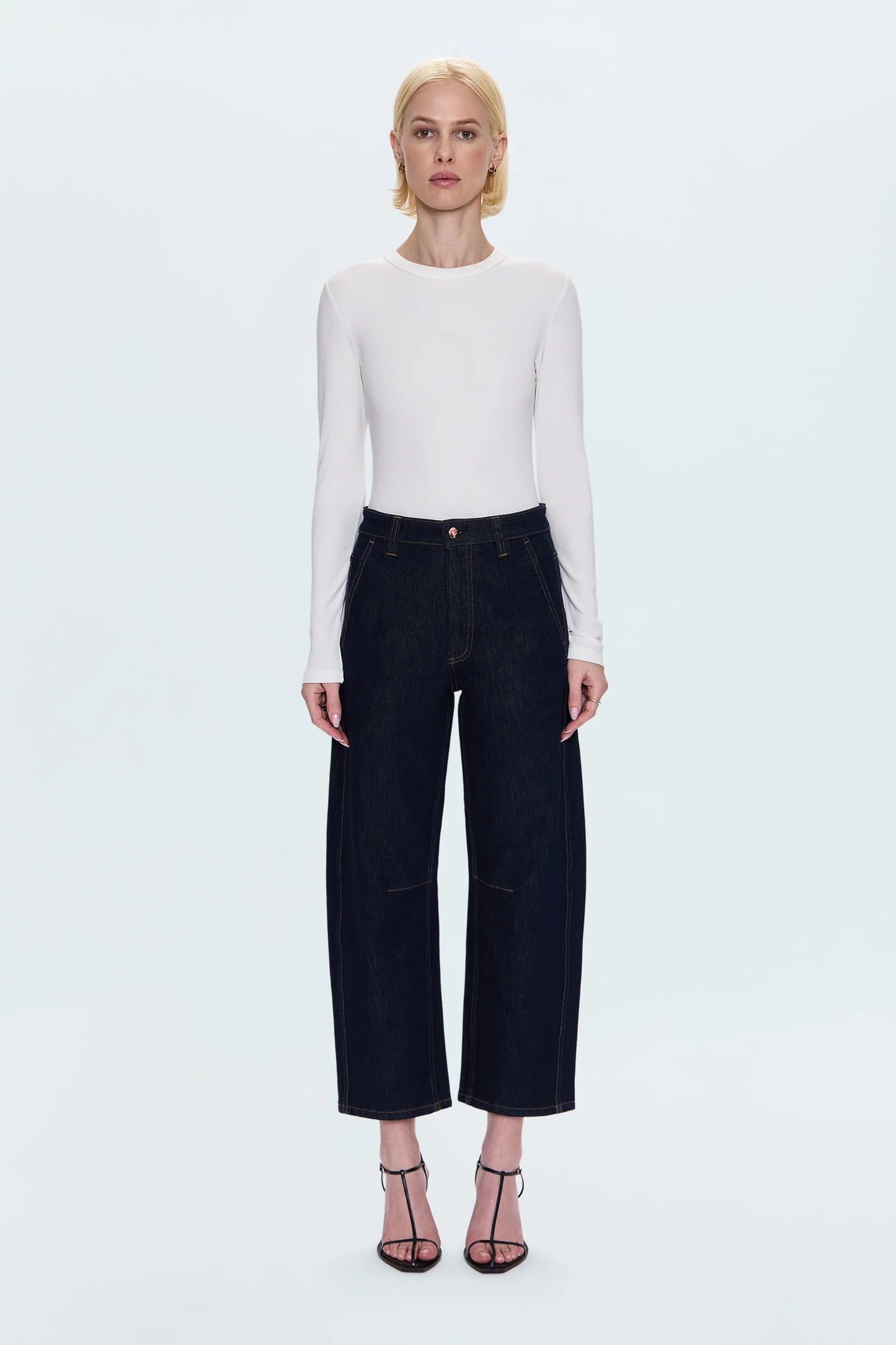 Beau seamed crescent raw jean