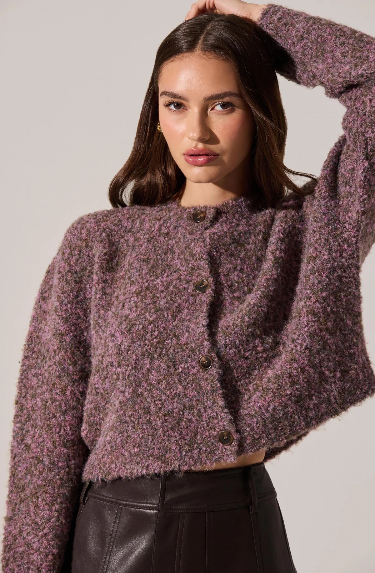 Sebille Textured Fuzzy Knit Cardigan