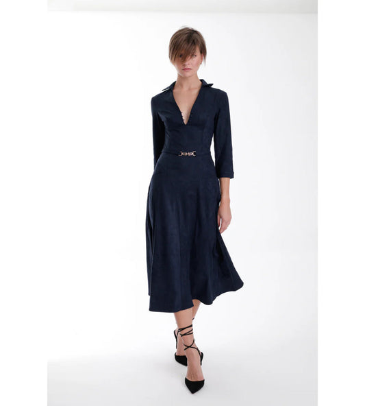 Victoria suede maxi dress midnight