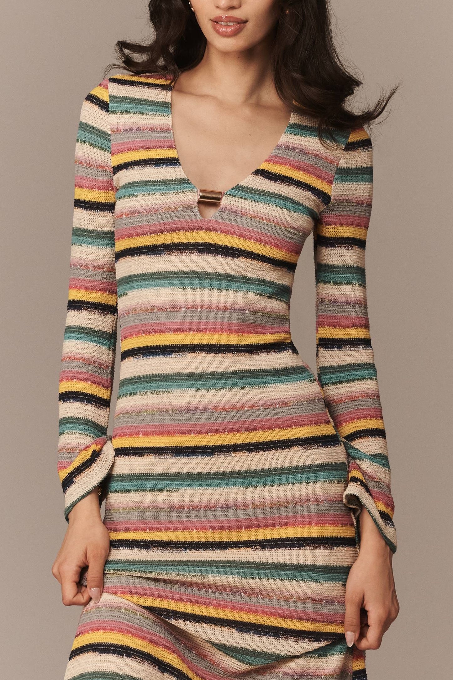 Priscilla Long-Sleeve Scoop Midi Dress