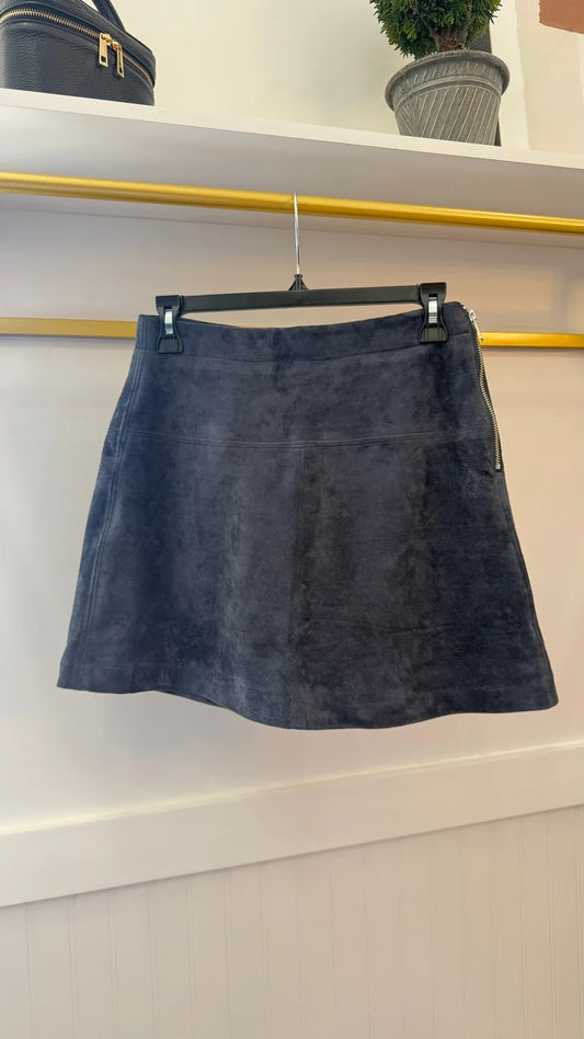 Melissa Nepton Faux Suede Navy Greta Short Skirt